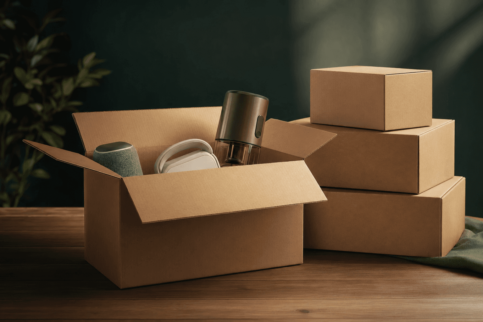 Scatole di reso Amazon con prodotti dentro