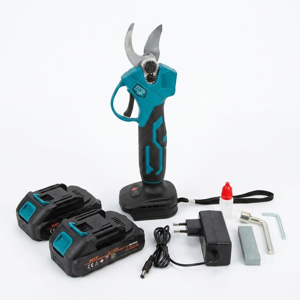 Forbici da Potatura Elettriche a Batteria 48V Li-Ion – Kit con 2 Batterie e Base di Ricarica - foto 1