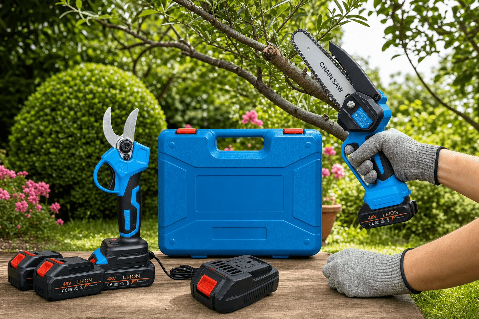 Kit Potatura 2 in 1: Forbici Elettriche e Mini Motosega - foto 3