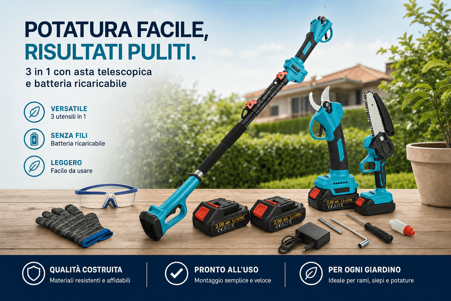 Hai visto i dettagli: ora scegli come ordinare Kit Potatura Elettrico 3 in 1 con Asta.
