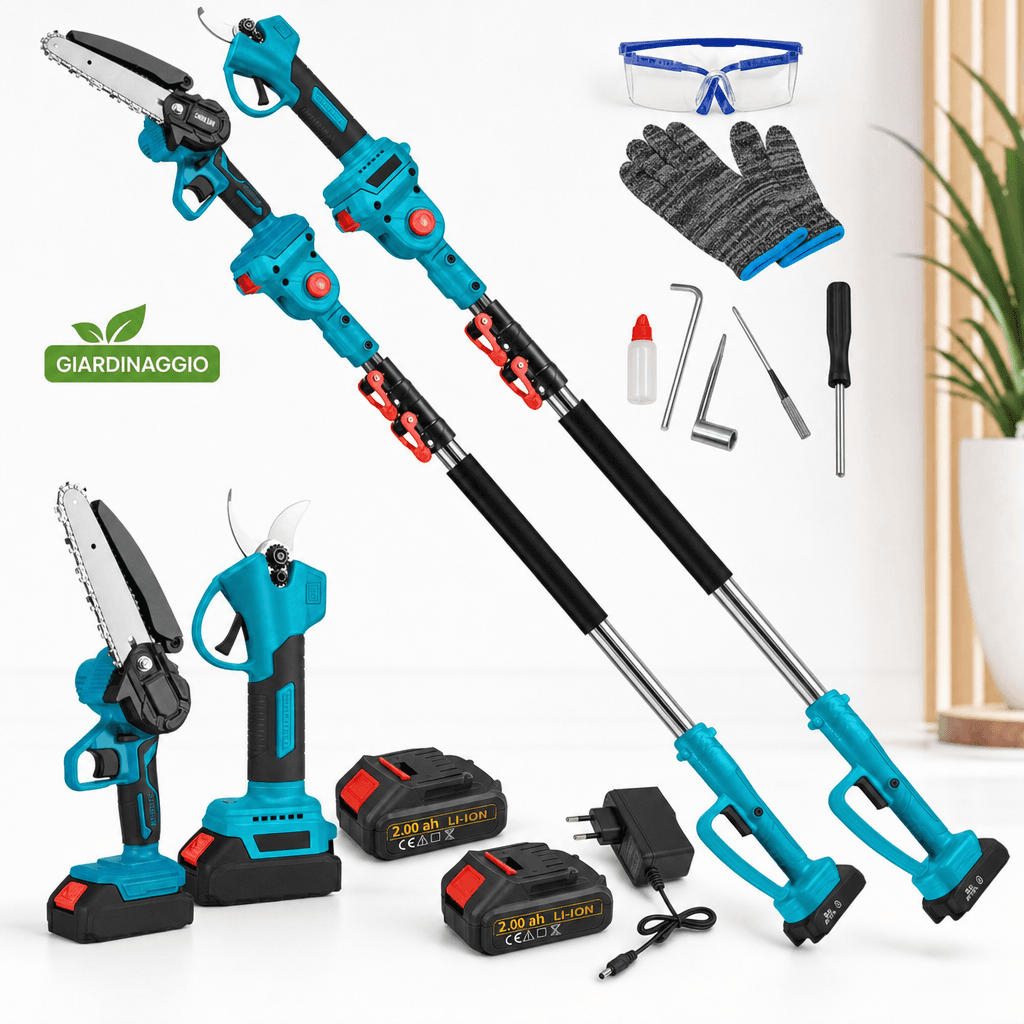 Kit Potatura Elettrico 3 in 1 con Asta Telescopica e Batteria - foto 1