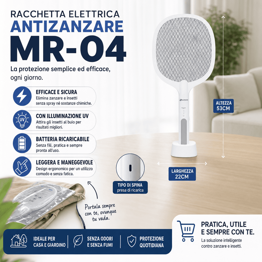Specifiche Racchetta Elettrica Antizanzare MR-04