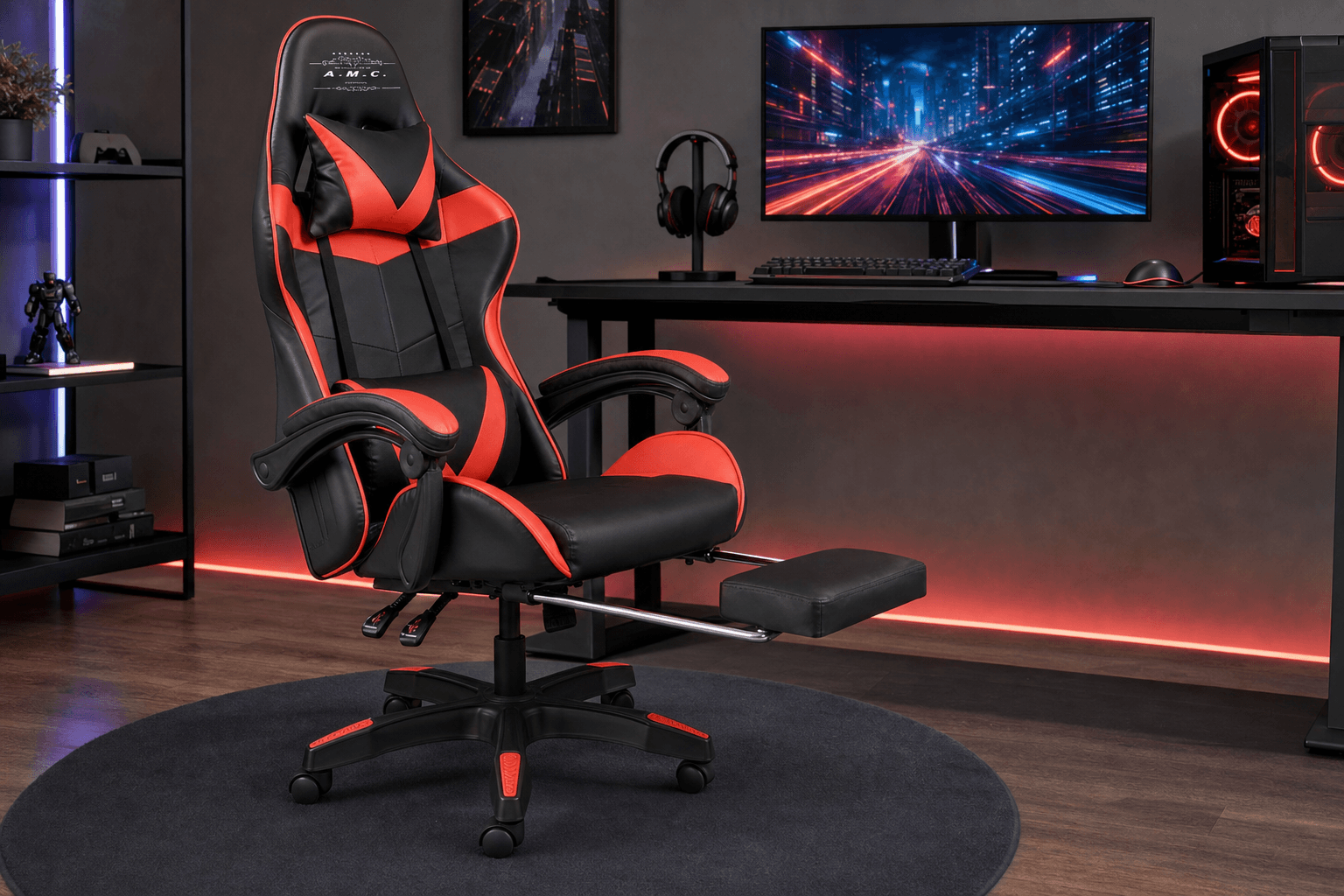 Sedia Gaming Ergonomica Reclinabile con Poggiapiedi in Ecopelle Premium - Comfort e Stile per il Tuo Gioco - foto 4