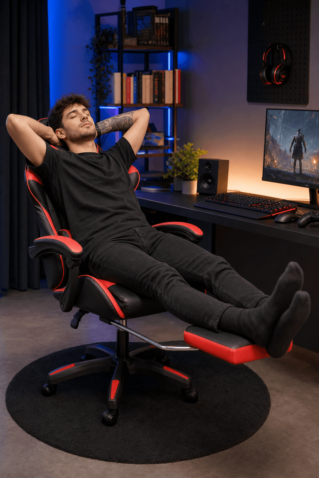 Sedia Gaming Ergonomica Reclinabile con Poggiapiedi in Ecopelle Premium - Comfort e Stile per il Tuo Gioco - foto 3