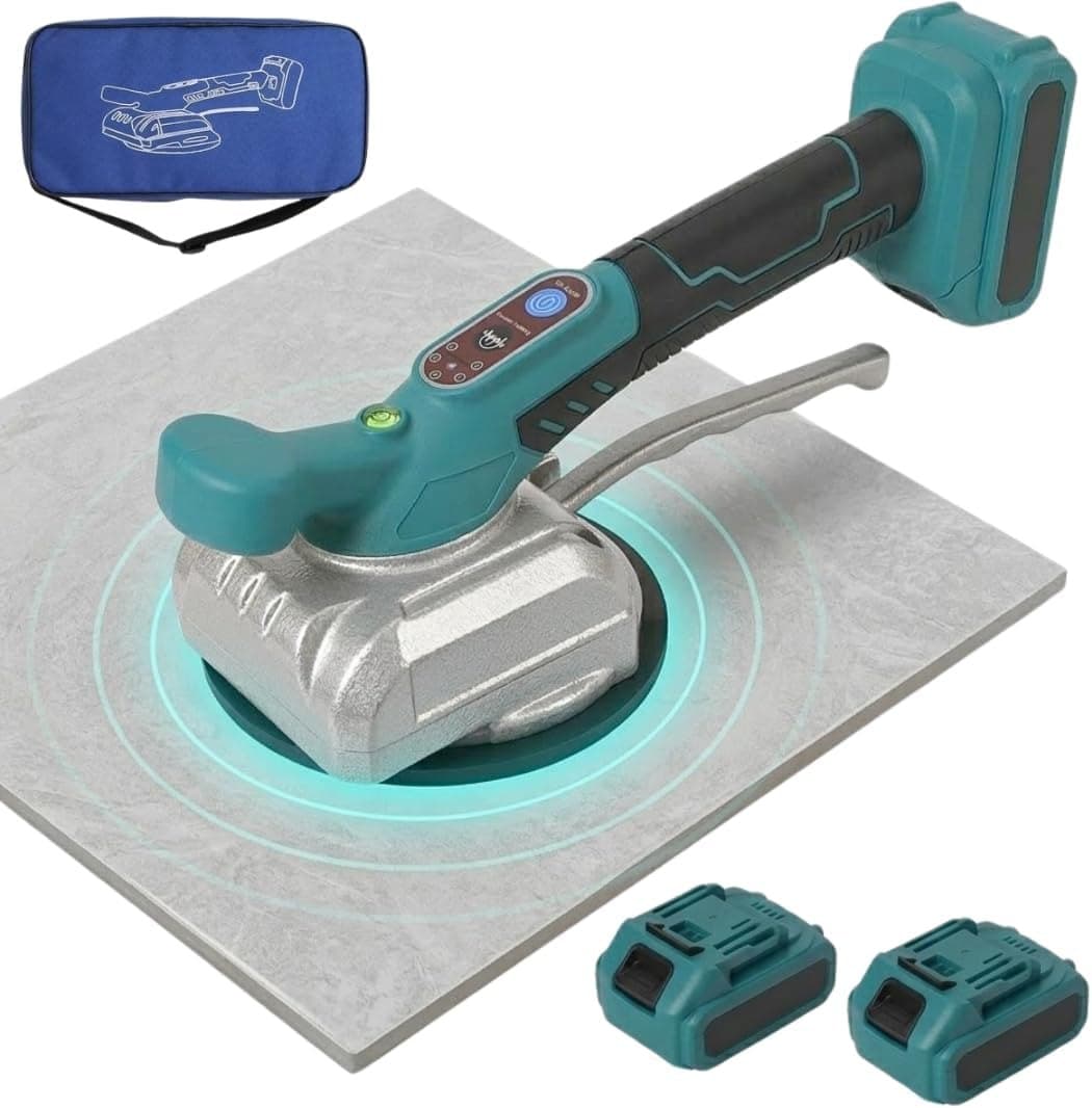 Piastrellatrice Vibrante Dealix 21V – Ventosa Elettrica 28.000 Vib/min, 5 Velocità, Portata 100 kg, Kit Completo con 2 B - foto 1