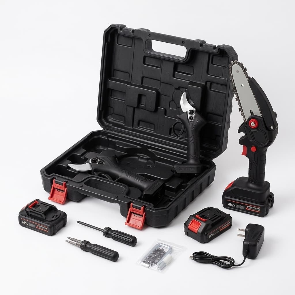 Kit Potatura 2 in 1 – Forbici Elettriche + Mini Motosega 48V con Valigetta - foto 1