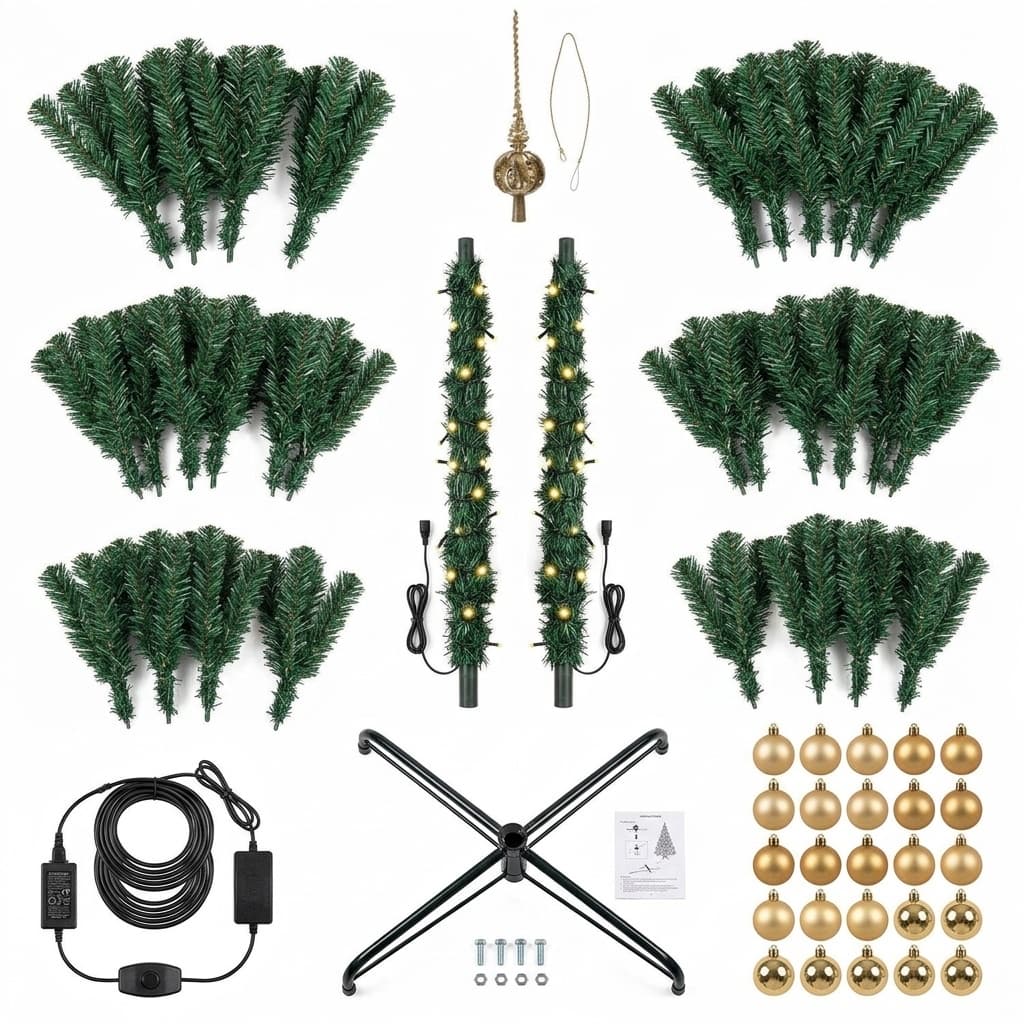 Albero di natale 240 cm in pino artificiale verde 2721 rami annodati rinforzati