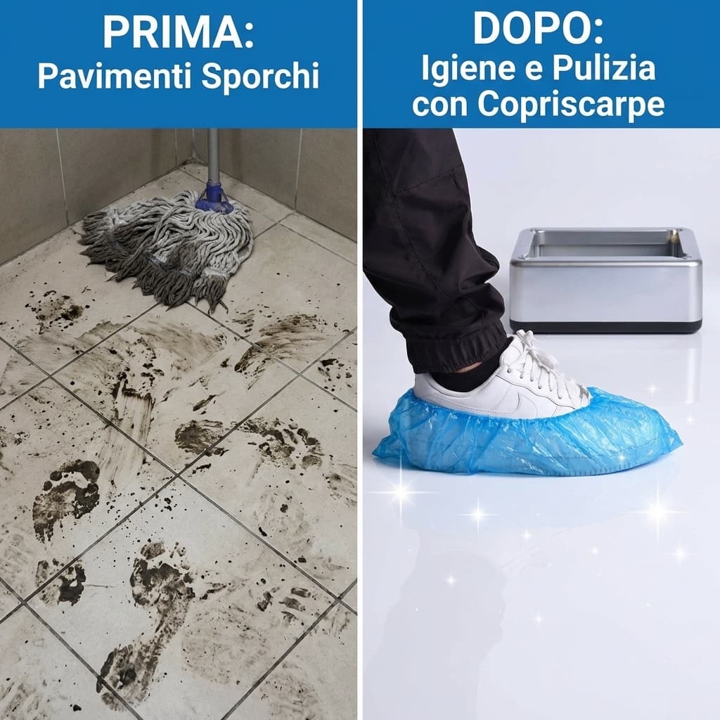 Prima e dopo AMC Set 100 Sacchetti per Dispenser CopriScarpe, ABS, Blu, Taglia Unica