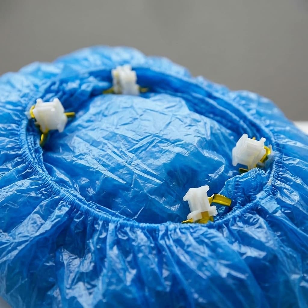 Dettaglio Set 100 Sacchetti per Dispenser CopriScarpe, ABS, Blu, Taglia Unica