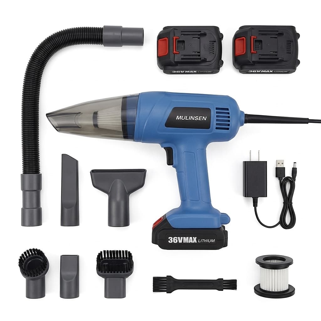 Aspirapolvere per Auto 36V Cordless MULINSEN | Potente Motore a Batteria | Pulizia Auto e Moto | Compatto e Ricaricabile