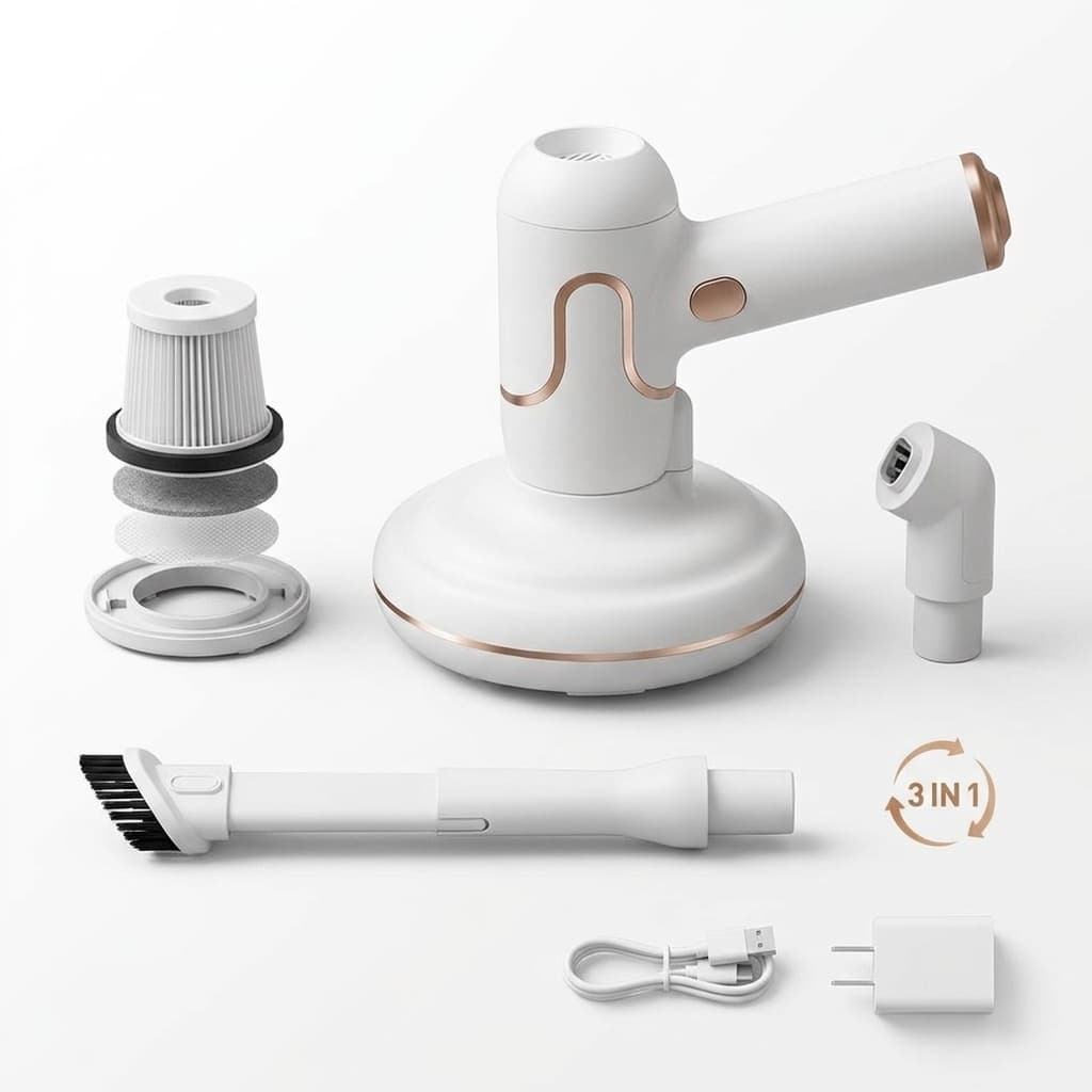 Aspiratore Antiacaro Wireless 3 in 1 | Triplo Filtro HEPA, Batteria Ricaricabile, Ideale per Materassi e Tessuti
