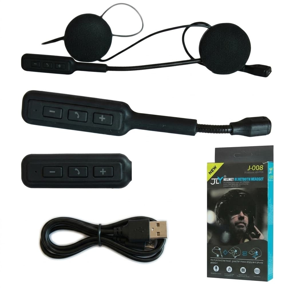 Auricolare Bluetooth JLY J-008 per Casco | Microfono Integrato, Musica e Chiamate in Moto, Bluetooth 4.0+EDR