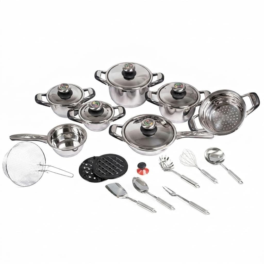 Batteria di pentole con termostato da 23 pezzi in acciaio inox 18/10 certificato