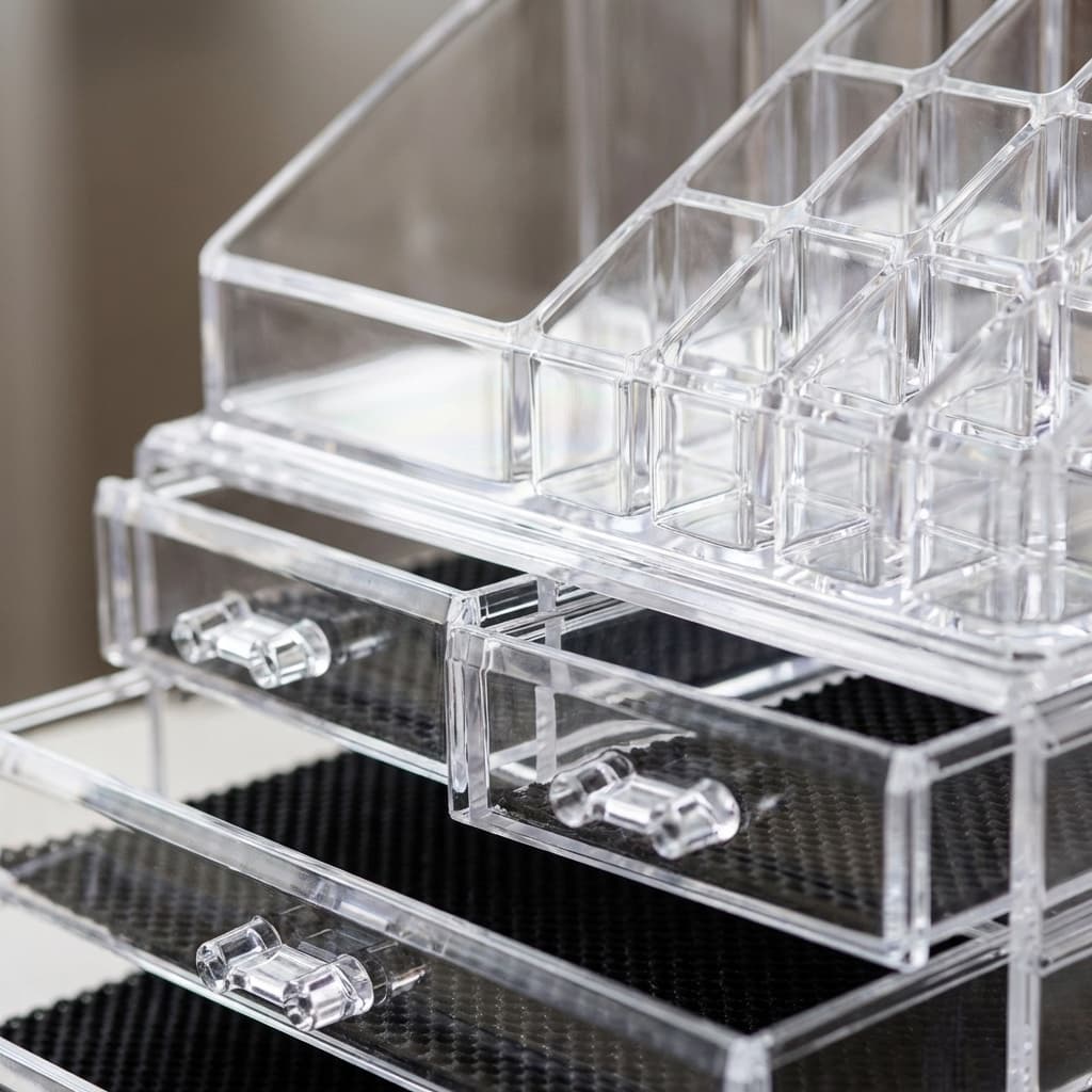 Dettaglio Box Portatrucco Organizzatore Cosmetici Portagioie Make up 4 Cassetti