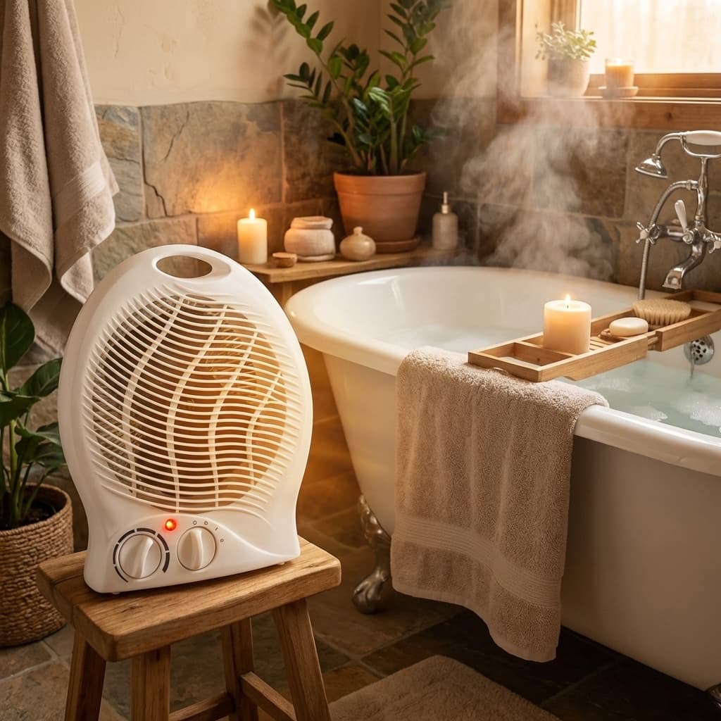 Caldo Bagno Elettrico 2000W Termoventilatore Riscaldamento Silenzioso 2 Potenze in uso