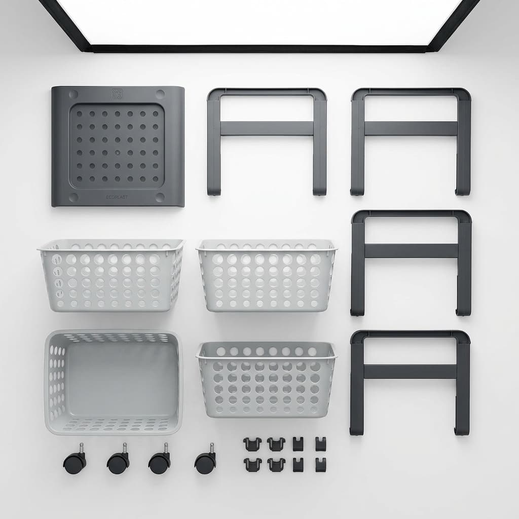 Carrello con Ruote Portatutto Modula, Carrello Portaoggetti a Tre Piani