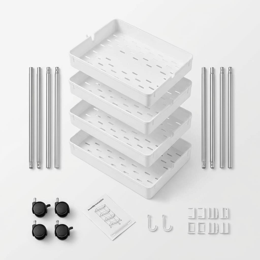 Carrello Portaoggetti 4 Ripiani Carrellino Cucina Salvaspazio a Ruote 40x22x87