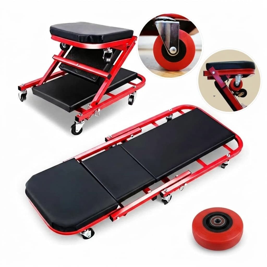Carrello Sotto Auto 2 in 1 Sgabello da Officina Lettino Riparazioni max 150 kg