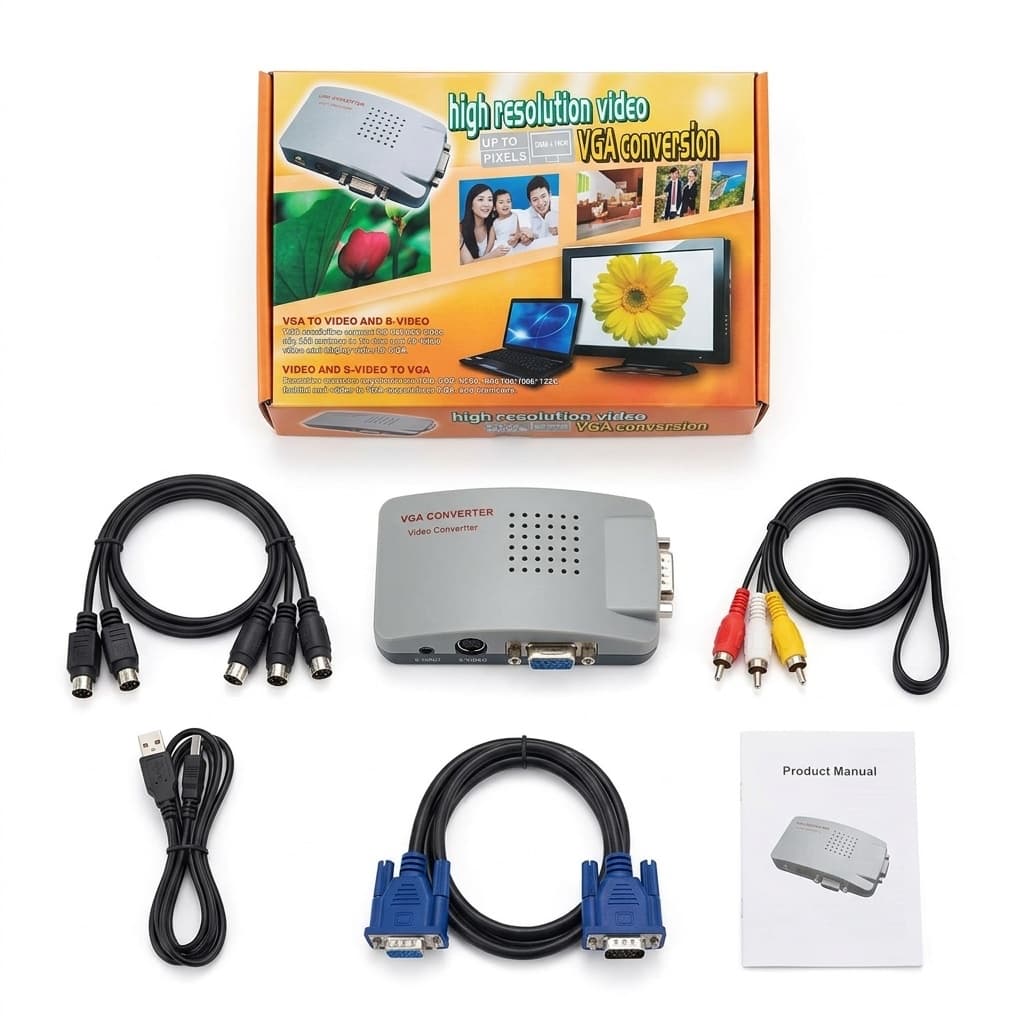 Convertitore Video VGA ad AV/S-Video | Adattatore Universale per PC, TV, Proiettori e DVR