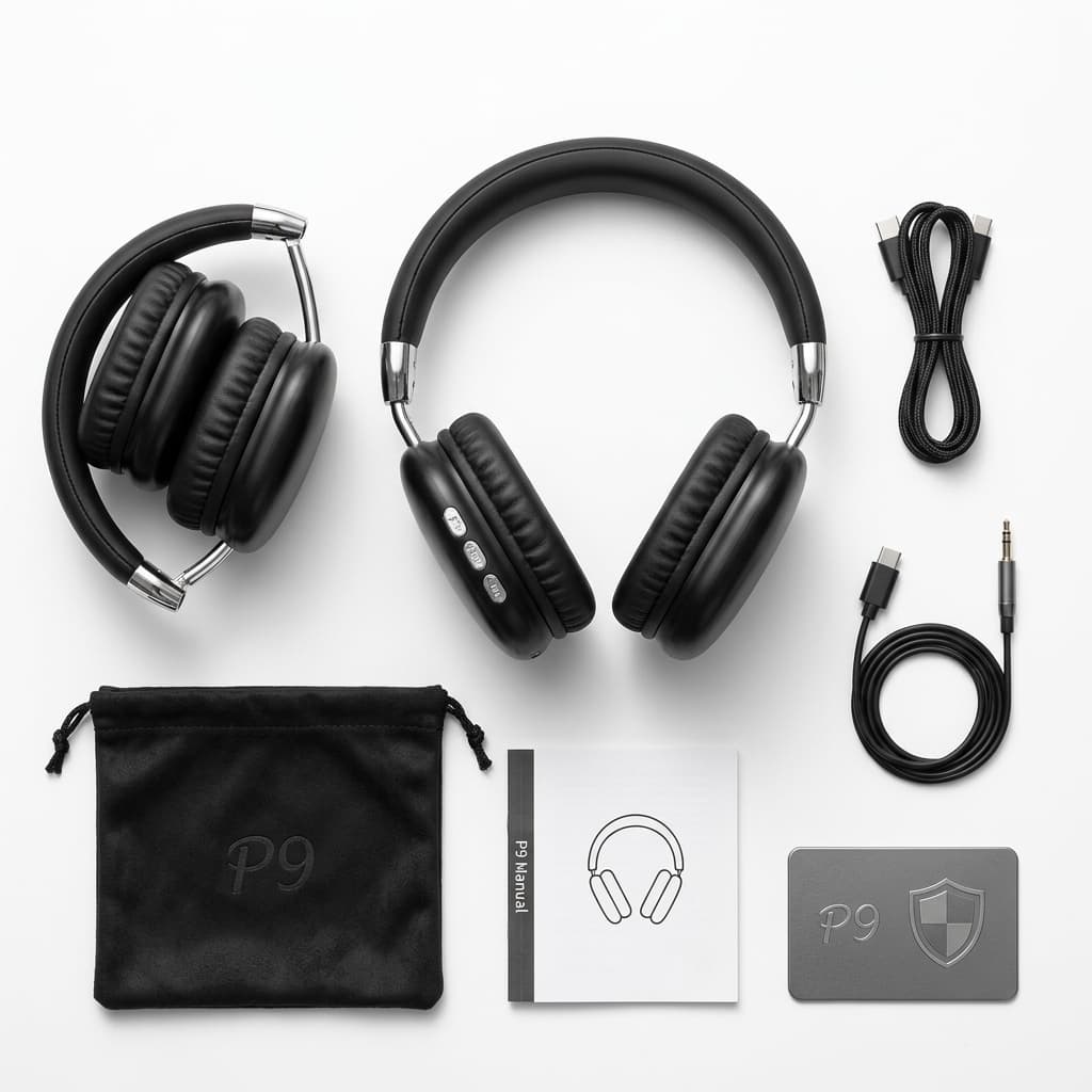 Cuffie Bluetooth Wireless P9 | Audio Hi-Fi, Microfono Integrato, Design Pieghevole e Comfort Totale - foto 1
