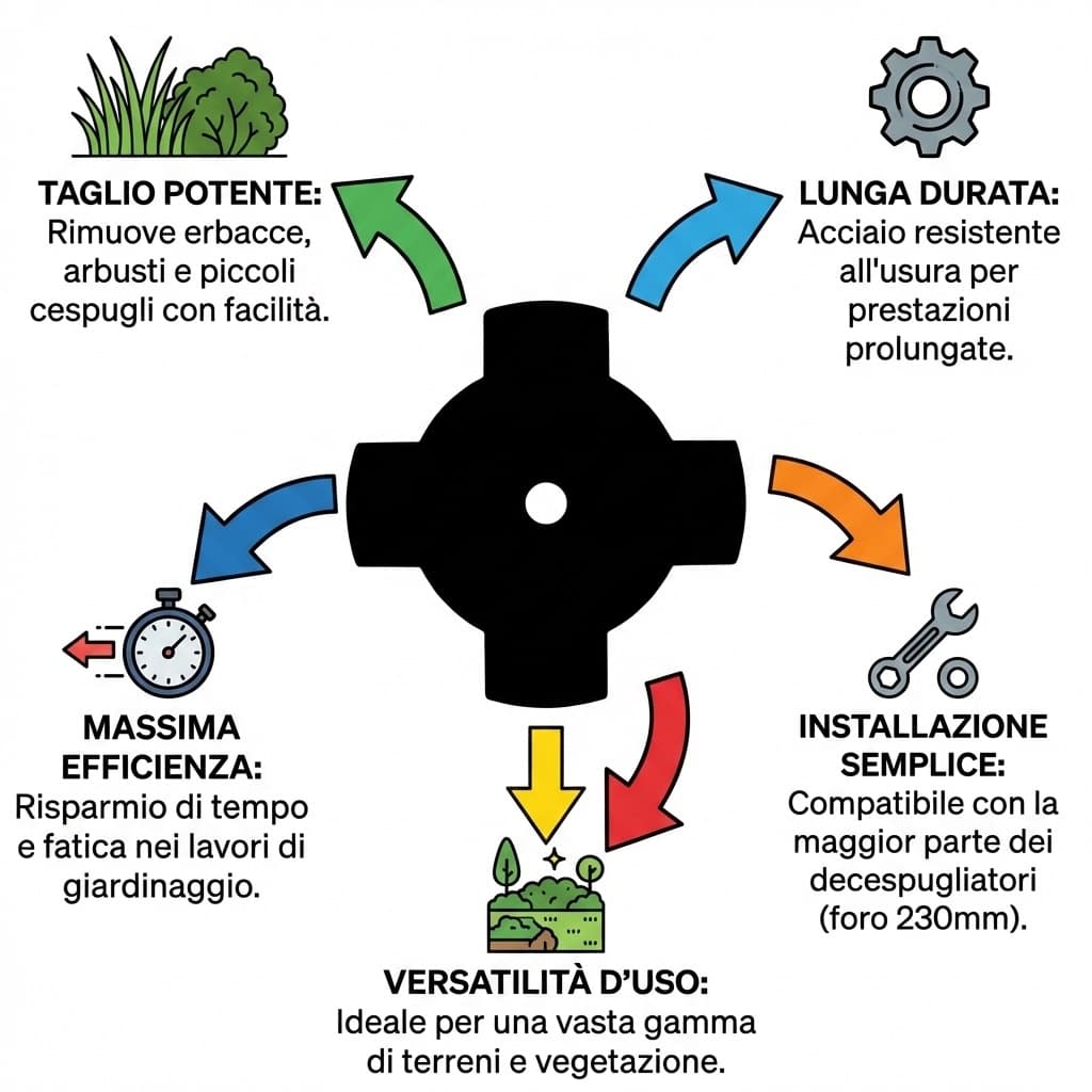 Benefici Disco per Decespugliatore 4 denti 230mm