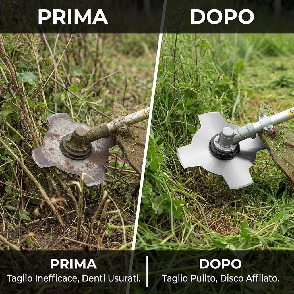 Prima e dopo Disco per Decespugliatore 4 denti 230mm