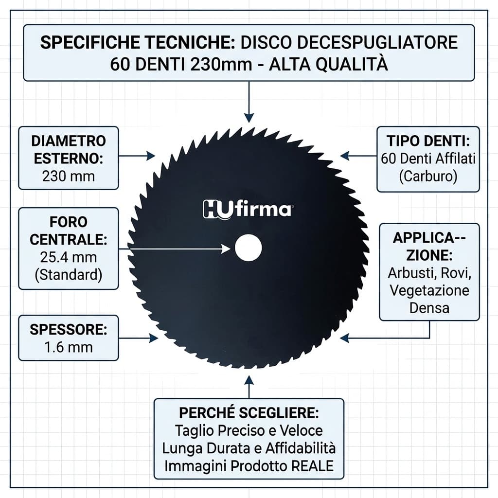 Specifiche Disco per Decespugliatore 60 denti 230mm