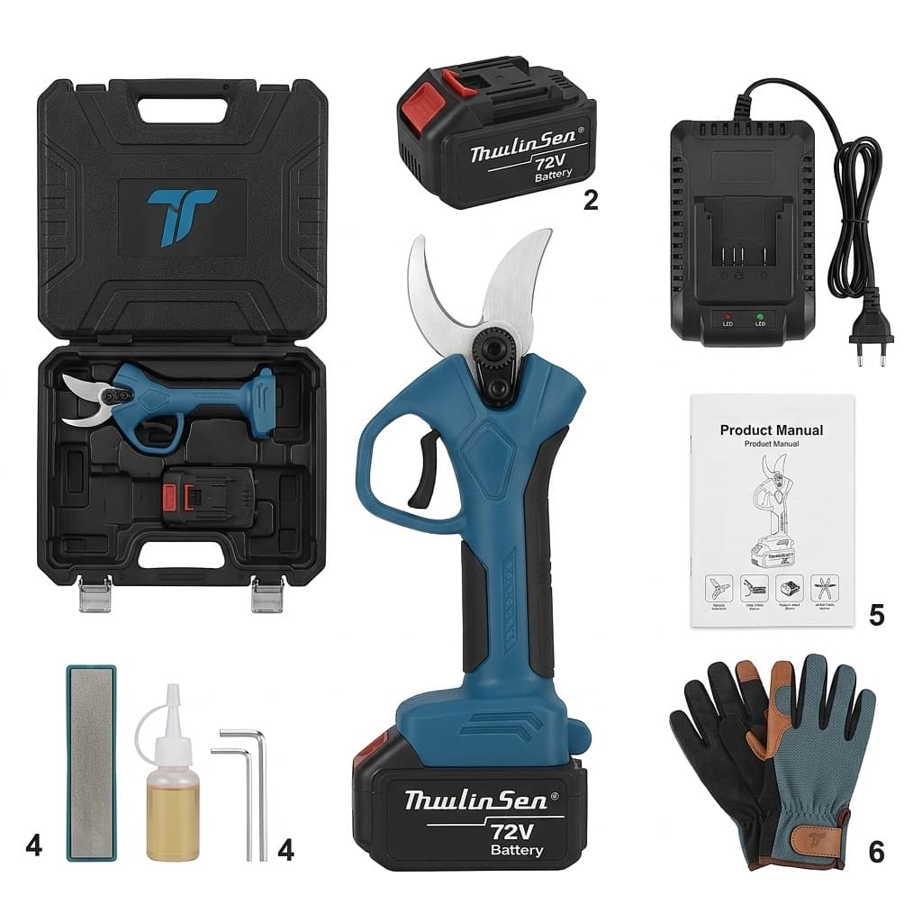 Forbici da Potatura a Batteria 72V Brushless | Taglio 30mm e apertura 42mm | Autonomia Lunga Durata