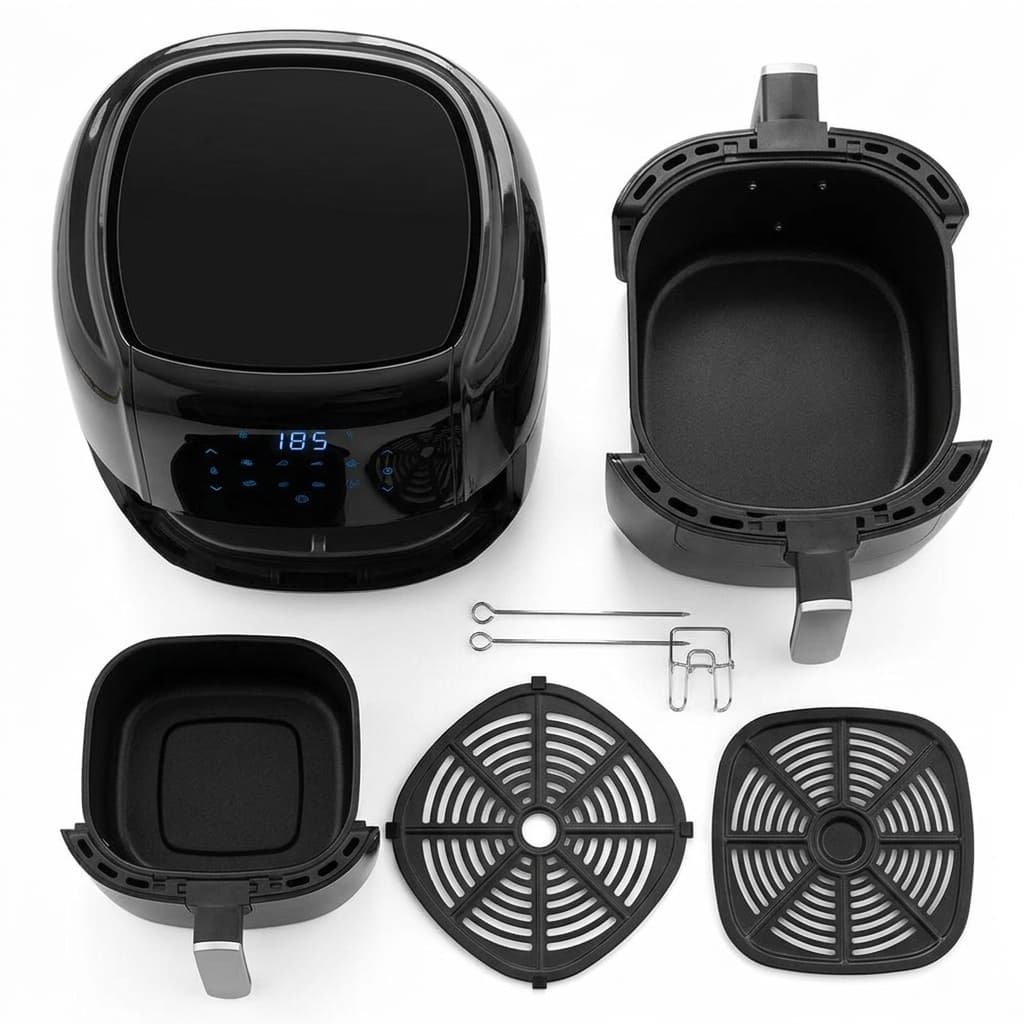 Friggitrice elettrica ad aria calda 5,5 lt cestello grande timer e termostato