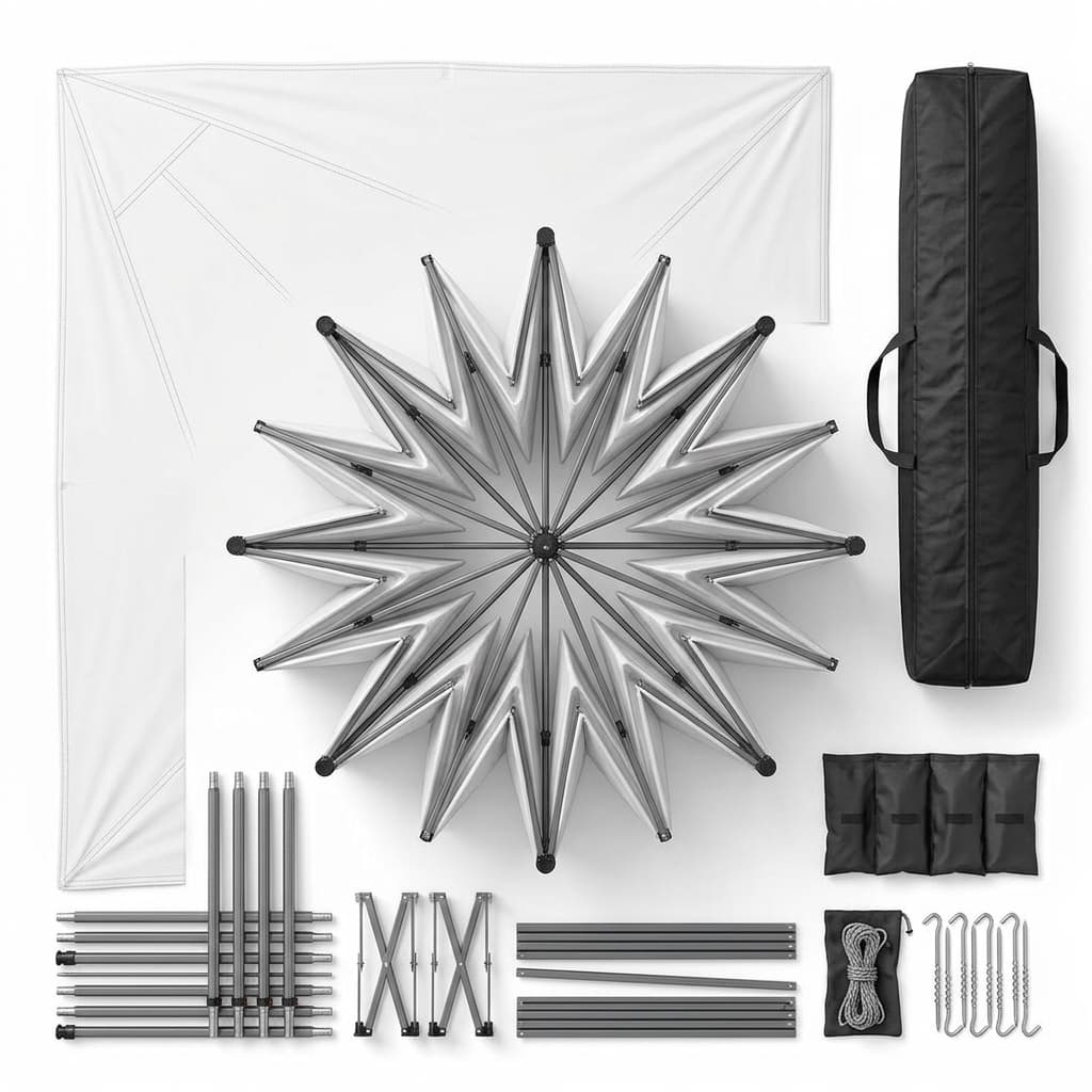 Gazebo Richiudibile 3X3 Mt in PVC Automatico in tessuto chiusura a fisarmonica