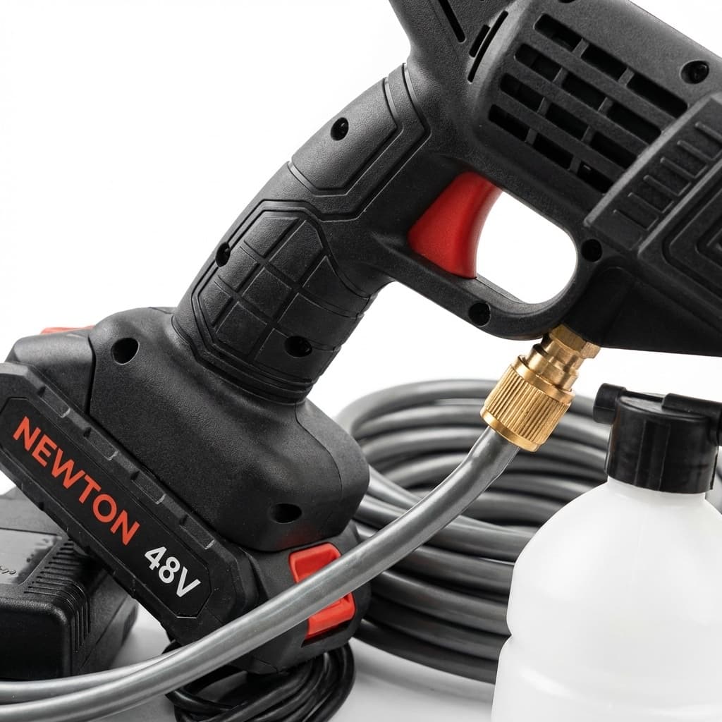 Dettaglio Idropulitrice Portatile a Batteria Cleaning Gun | Kit Completo con Valigetta | Alta Pressione 48V