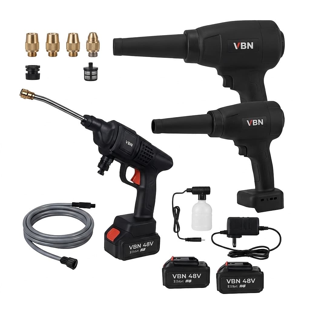 Kit 2 in 1 – Idropulitrice + Soffiatore a Batteria 48V | Alta Pressione 800W | 2 Batterie 48V 14.6Ah | Multifunzione Auto & Giardino - foto 1