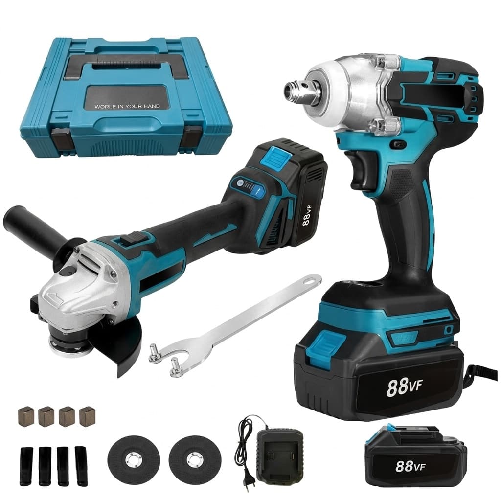 Kit Professionale 2 in 1 Trapano Avvitatore ad Impulsi Smerigliatrice Angolare