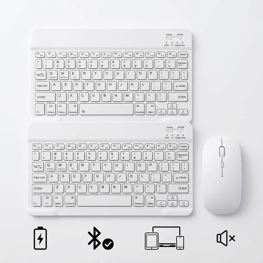 Kit Tastiera + Mouse Bluetooth Ricaricabili | Design Ultra Slim e Silenzioso – Compatibile con PC, Laptop, Tablet e Smartphone - foto 1