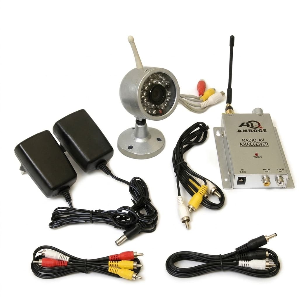 Kit Videosorveglianza Wireless A/V 200 m | Telecamera a Infrarossi + Ricevitore – Plug & Play