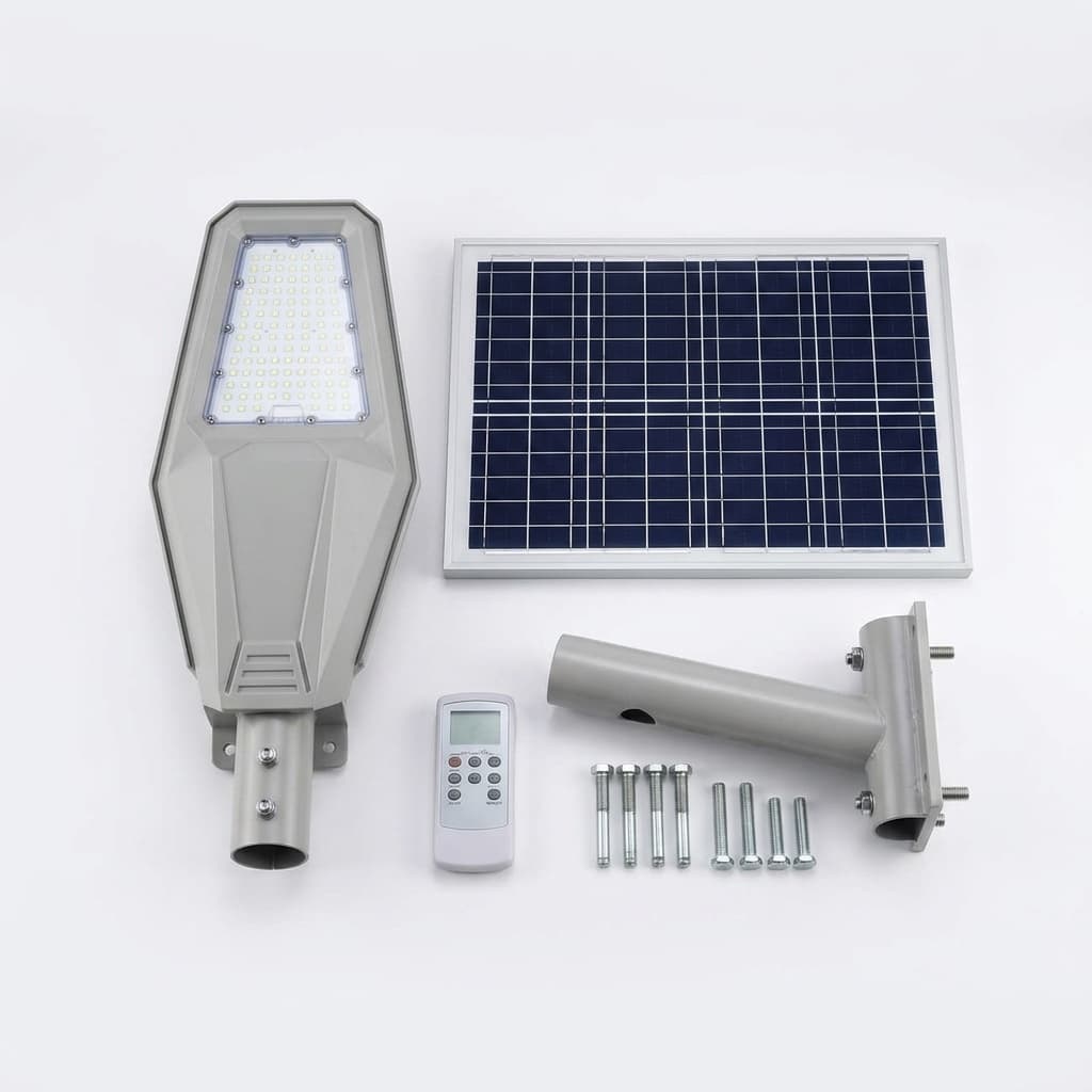 Lampione Stradale Solare Professionale – 400 W / 1200 W | IP67 | Sensore Crepuscolare e Pannello Solare Integrato