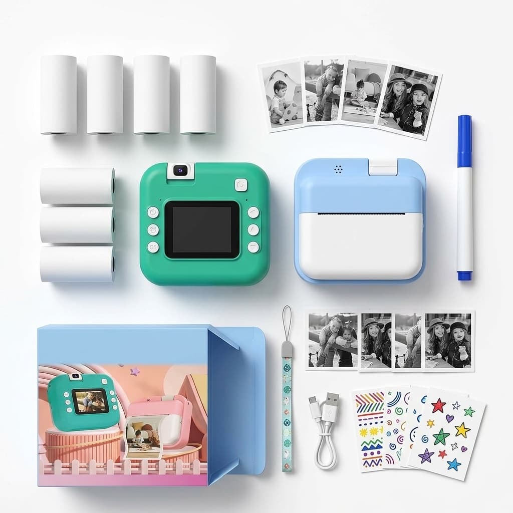 Mini Fotocamera Digitale per Bambini con Stampa Istantanea | Display LCD, Ricaricabile, Carta Termica Inclusa