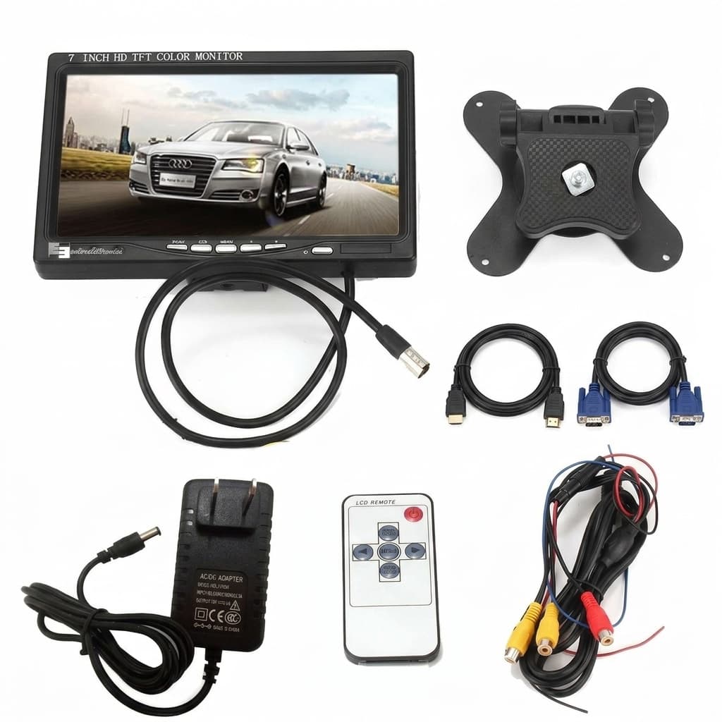 Monitor 7” HD TFT LCD | HDMI – VGA – AV – 12V | Display Multifunzione per Videosorveglianza e Auto