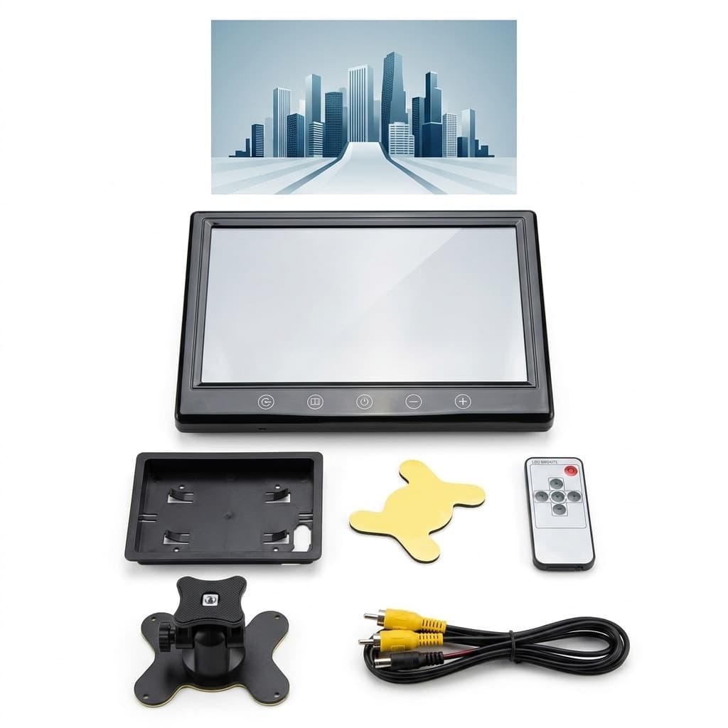 Monitor TFT LED 10.1” HD | Con Telecomando e Doppio Ingresso Video RCA