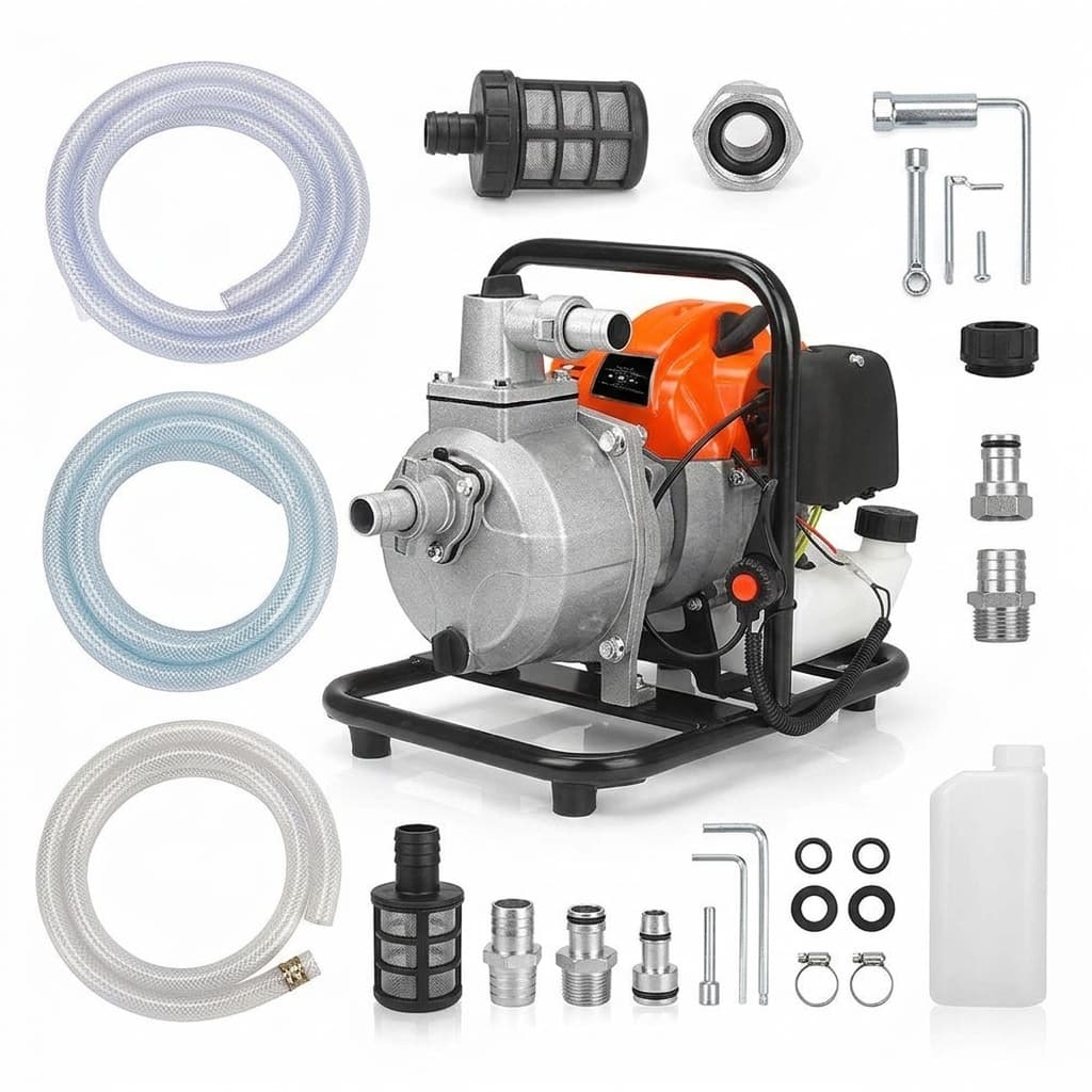 Motopompa a scoppio 2 tempi 52cc 300 Lt al minuto per giardinaggio irrigazione - foto 1