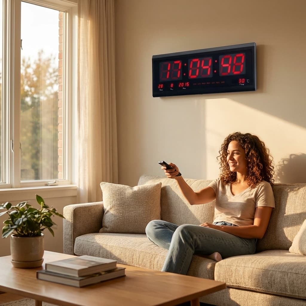 Orologio Digitale da Parete LED 3615 | Display Gigante con Data, Temperatura e Luminosità Automatica in uso