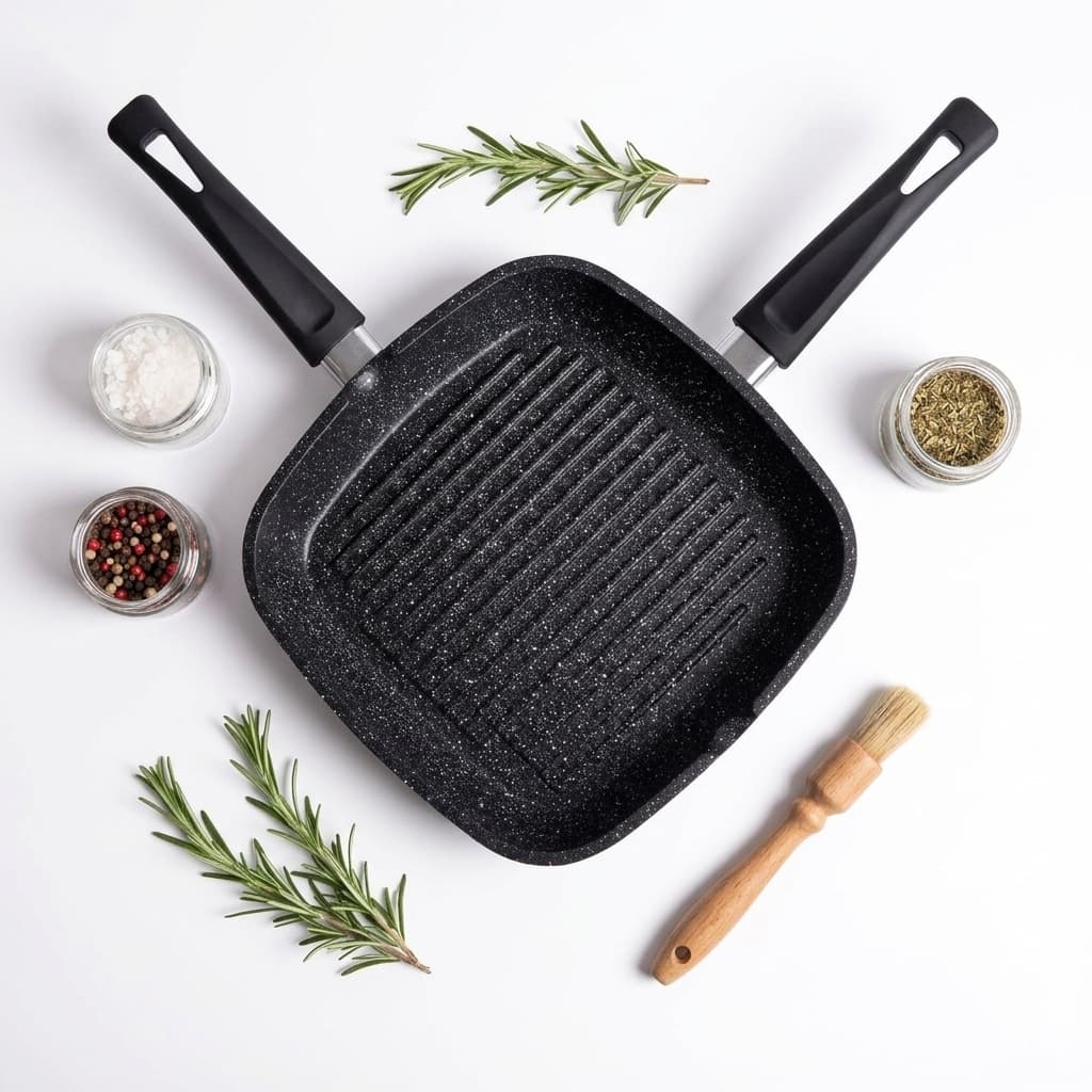 Padella griglia da 28 cm in alluminio pressofuso rivestita in materiale C3 plus - foto 1