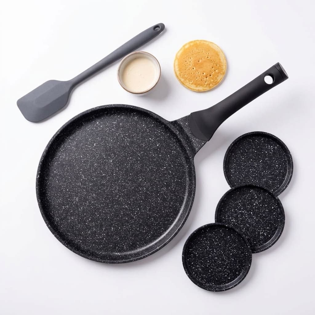 Padella per pancake da 26 cm rivestita in marmo antiaderente durevole
