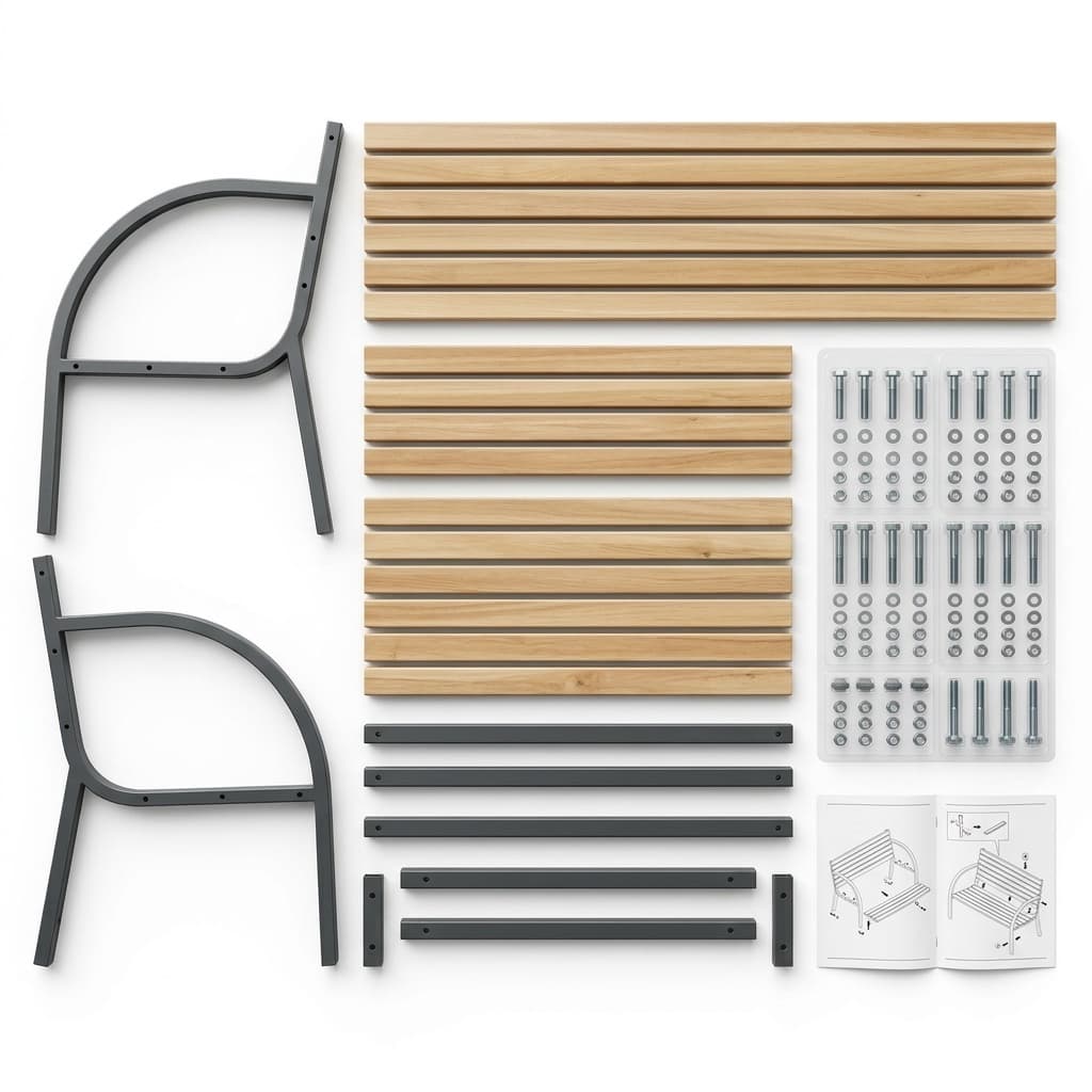 Panchina da Esterno Giardino Panca Seduta in Acciaio e Legno