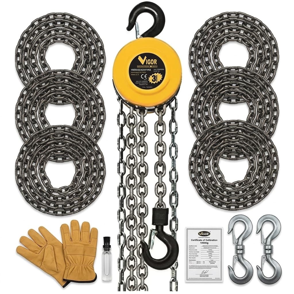 Paranco manuale a catena 1000kg, 2.5 metri, estrattore di sollevamento