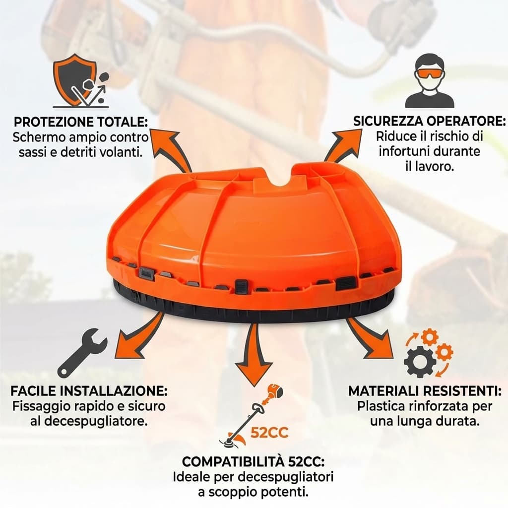 Benefici Paraschizzi per Decespugliatore a Scoppio 52cc Parasassi Protezione Paracolpi