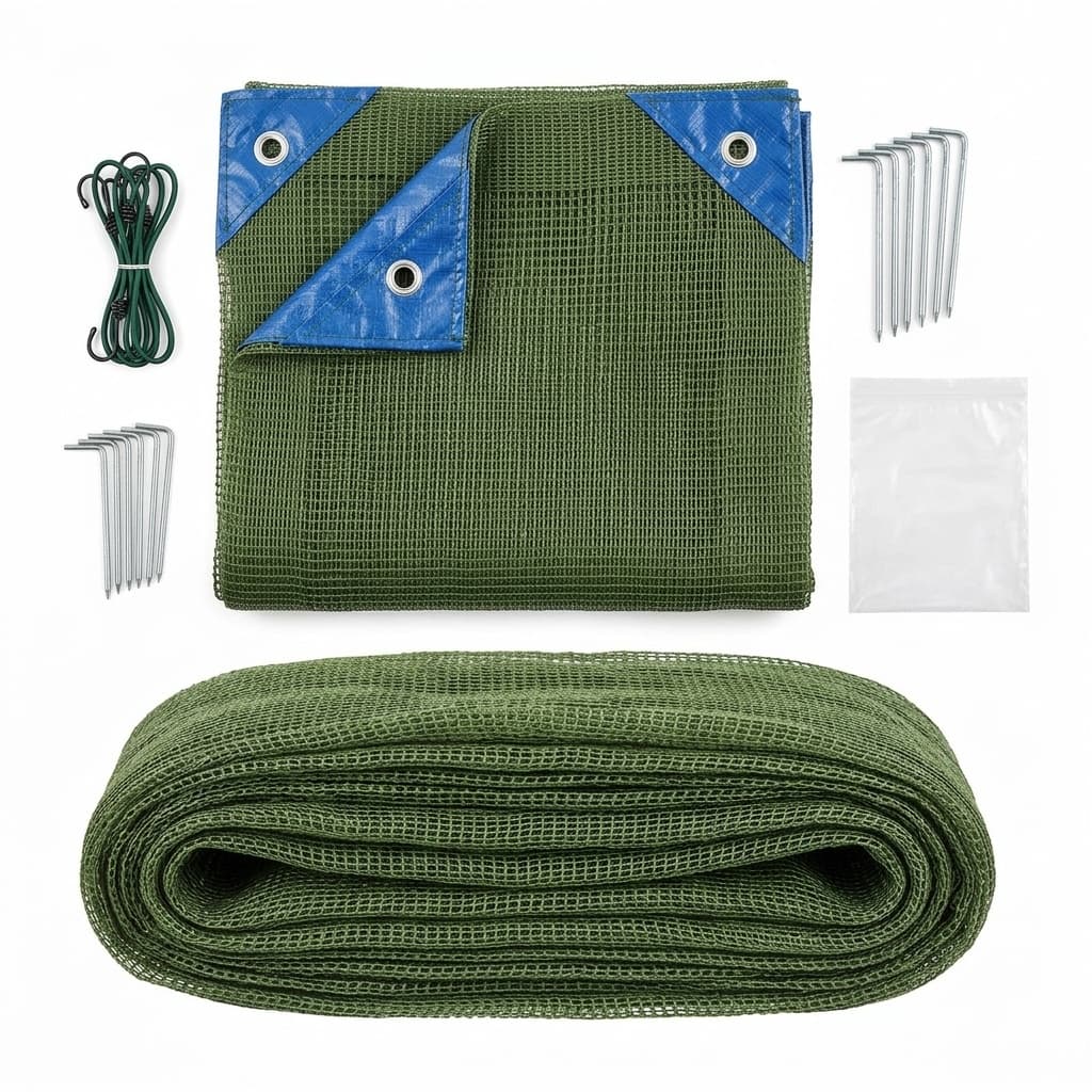 Rete in polietilene rinforzata ed occhiellata per la raccolta di olive, noci etc