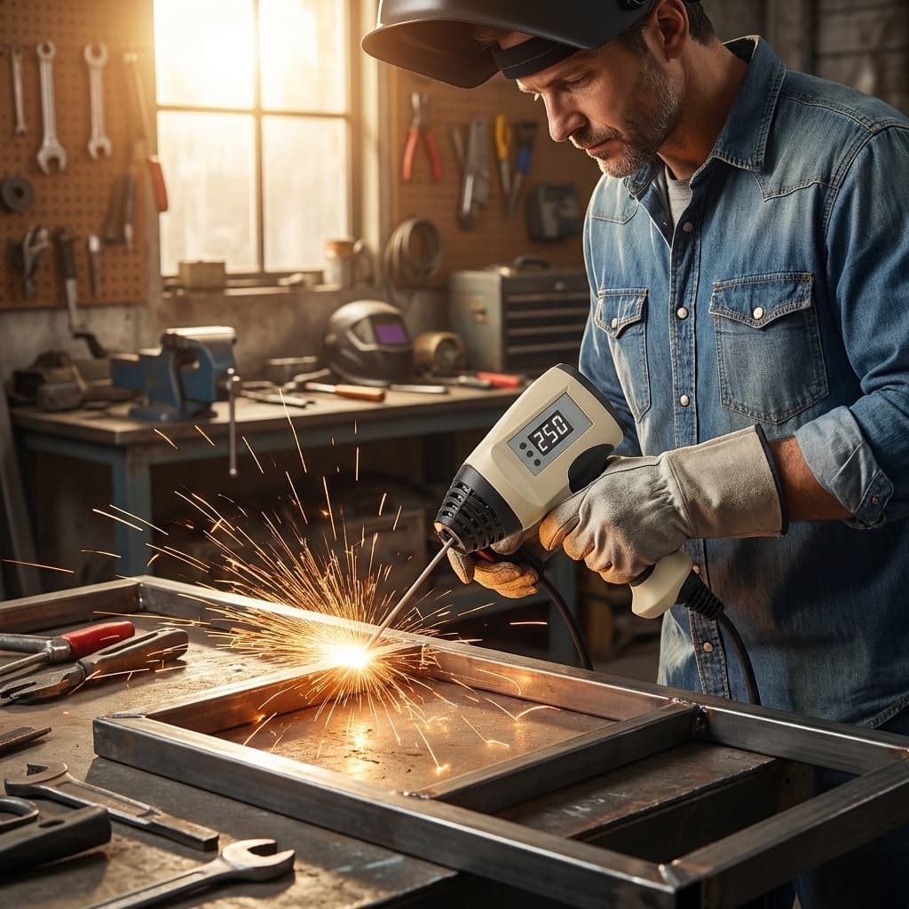 Saldatrice Portatile Digitale STAGLUCK – Display Smart | 220V | Tecnologia Inverter | Compatta e Leggera | Saldatura Professionale Rapida e Precisa in uso