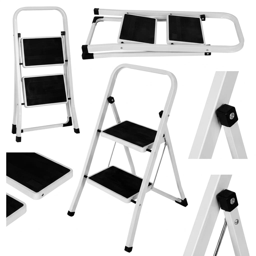 Scala Scaletta pieghevole salvaspazio con 2 gradini antiscivolo acciaio