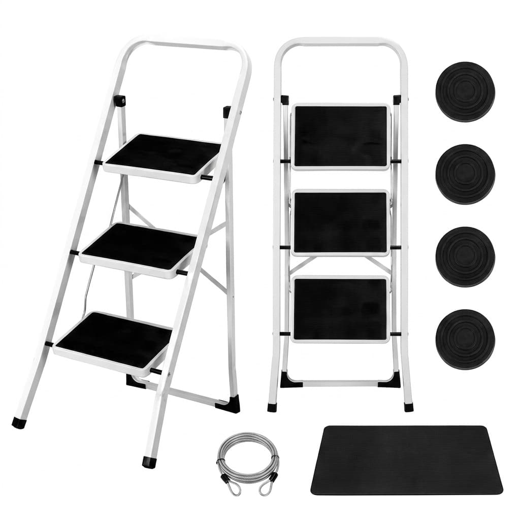 Scala Scaletta pieghevole salvaspazio con 3 gradini antiscivolo acciaio